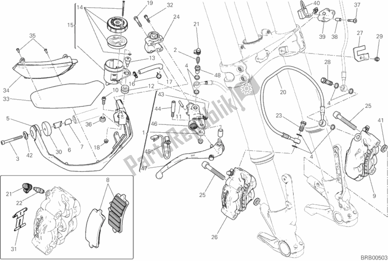 All parts for the Front Brake System of the Ducati Multistrada 1200 S D-air 2017